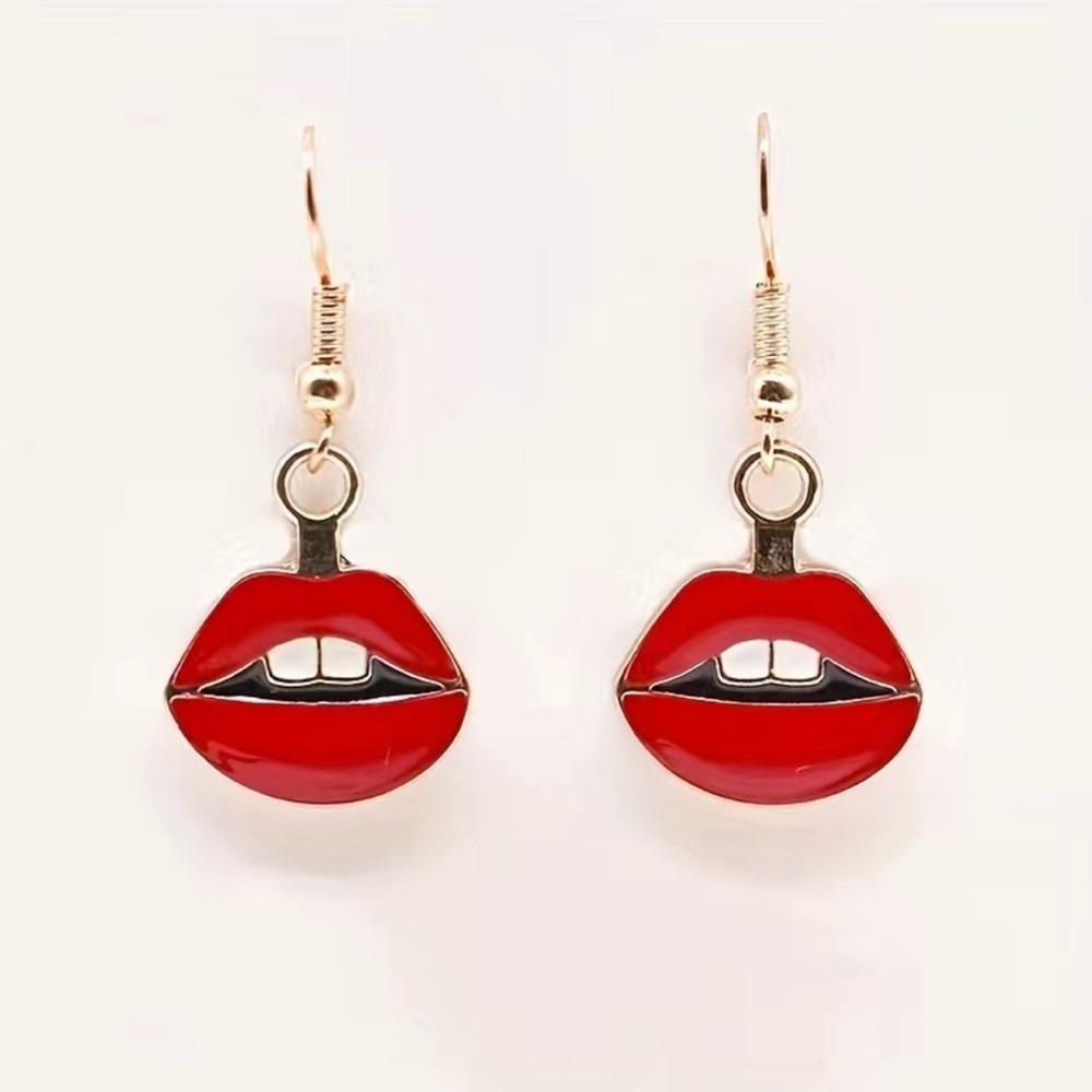 Red Lip Design Earrings